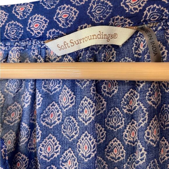 Soft Surroundings 100% Viscose Paisley and Floral Print Peasant Top No Size Tag - Picture 5 of 7